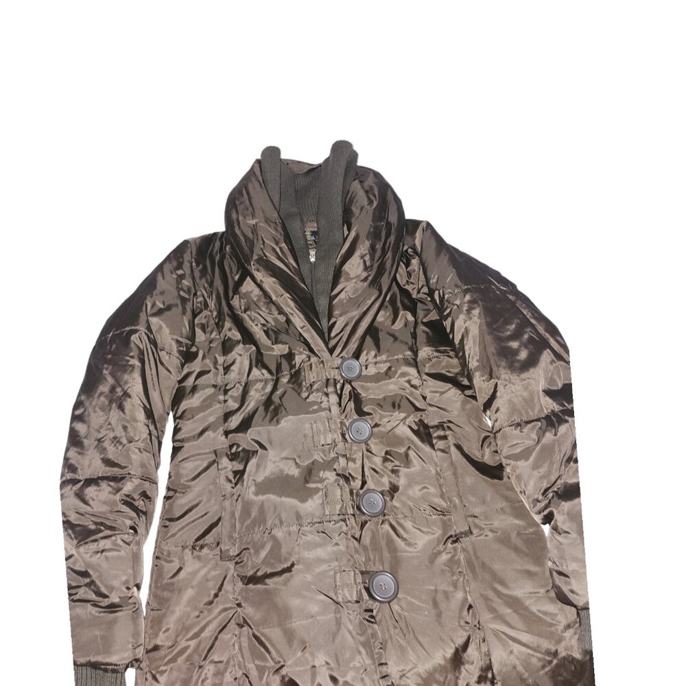 Zara Basic Brown Puff Long Coat Jacket Pockets Me… - image 3